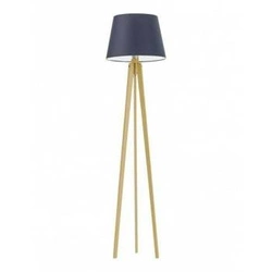 Lampa stojąca do salonu Curacao nowoczesna drewniana z granatowym abażurem Lysne 158 cm