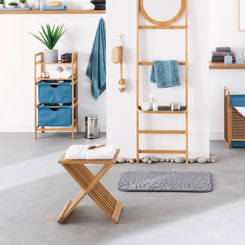 Stołek bambusowy składany 5five simply smart do salonu i przedpokoju, drewniany boho, naturalny