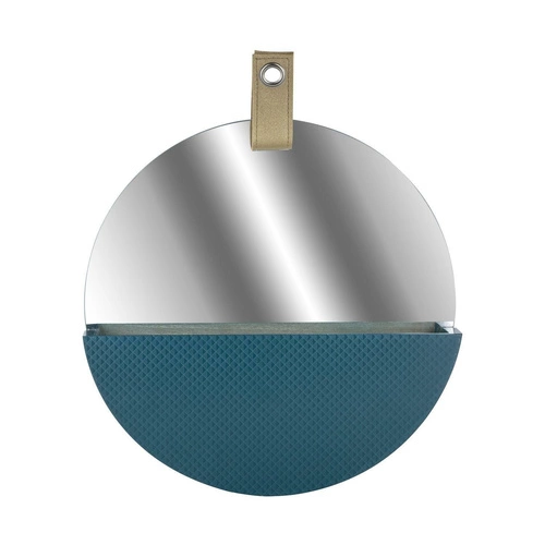 Okrągłe lustro wiszące Intesi Rangement z półką do przedpokoju nowoczesne niebieskie