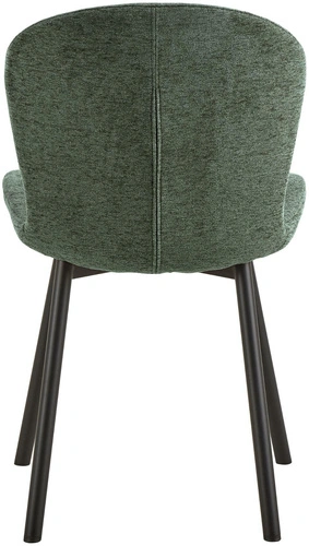 Krzesło Esra zielone tapicerowane do jadalni na czarnych metalowych nogach