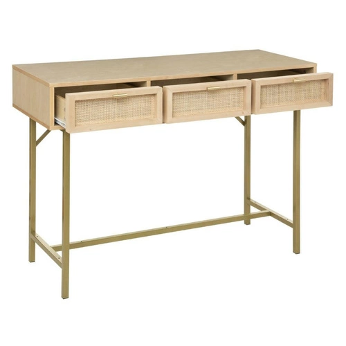 Konsola Rayo boho z rattanu i drewna z szufladami do przedpokoju lub salonu Atmosphera