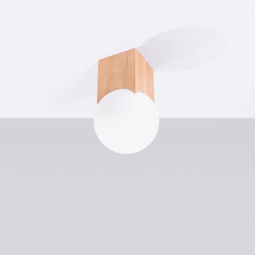 Plafon sufitowy SOLIS nowoczesny drewniany biały do salonu i sypialni 12 cm SOLLUX