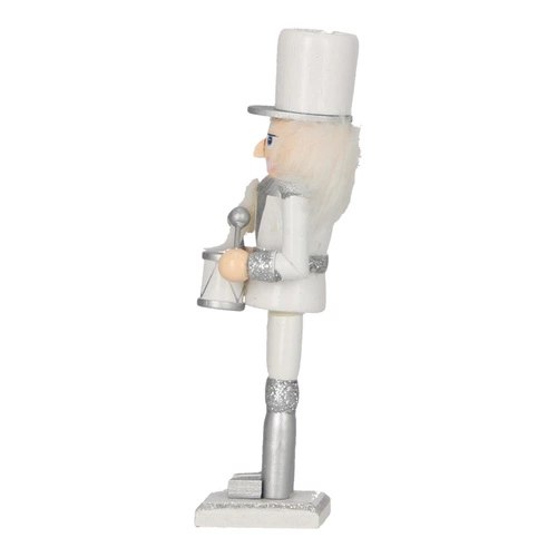Dziadek do orzechów John 18 cm biały z bębenkiem