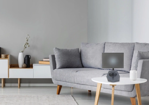 Lampka nocna do sypialni Animi nowoczesna betonowa z szarym abażurem CANDELLUX LIGHTING