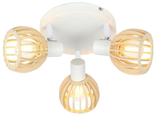 Lampa sufitowa Atarri plafon 3x25W E14 biały+drewno