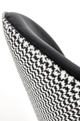 Krzesło tapicerowane Malva pepitka czarne białe welur do jadalni nowoczesne Intesi