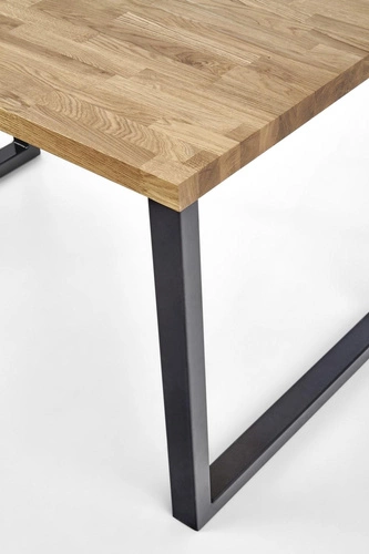 Stół do jadalni Radus 120x78 cm nowoczesny dąb lity z czarnymi nogami loft Intesi