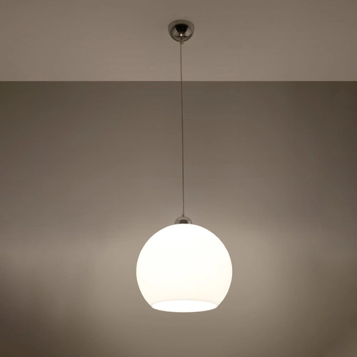 Lampa wisząca kula BALL biała szklana nowoczesna do salonu, kuchni lub nad wyspę