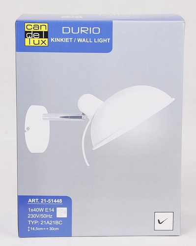 Kinkiet ścienny biały metalowy Durio regulowany nowoczesny do sypialni i salonu CANDELLUX