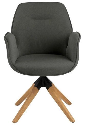 Krzesło obrotowe tapicerowane Aura Actona do salonu skandynawskie szare z podłokietnikami