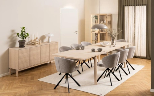 Komoda Linley 180 cm dąb bielony na nóżkach, nowoczesna komoda do salonu Actona