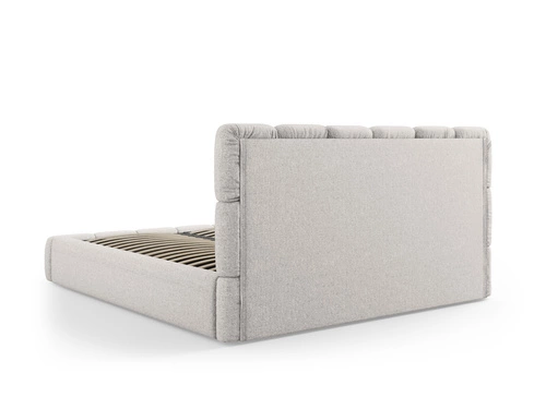 Łóżko tapicerowane Bellis szare 140x200 z pojemnikiem nowoczesne do sypialni