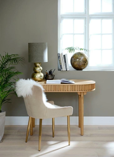 Biurko Carno dębowe nowoczesne do pracy 120 cm owalne UNIQUE