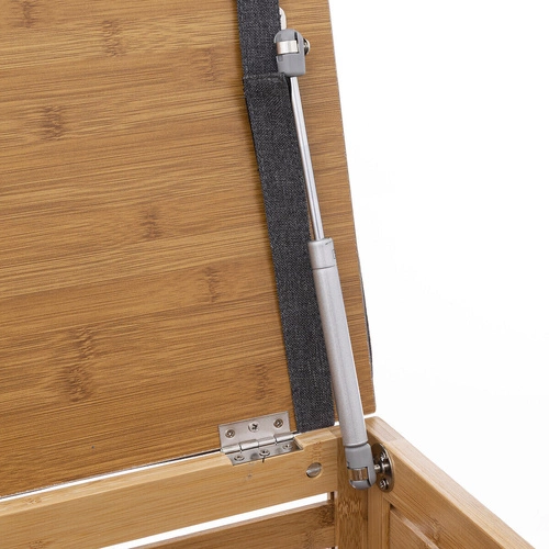 Taboret bambusowy ze schowkiem i szarą poduszką 5five simply smart do przedpokoju