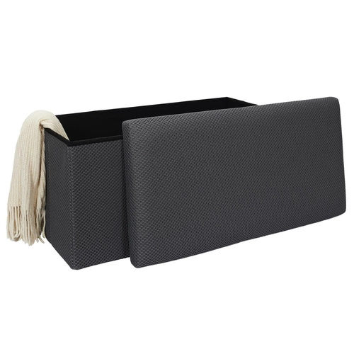 Pufa ze schowkiem Velse Atom szara składana prostokątna do przedpokoju i pokoju młodzieżowego