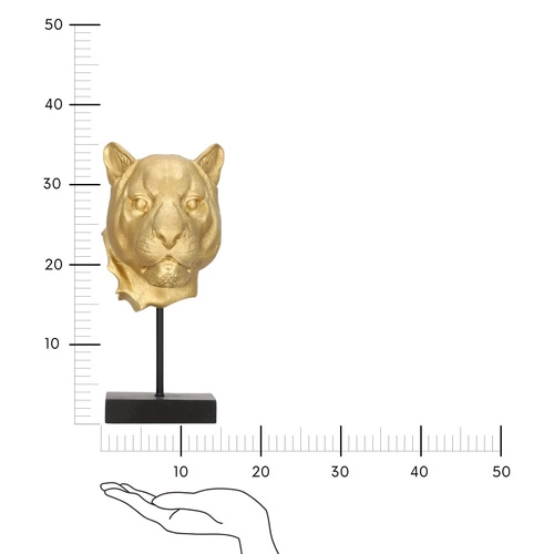 Figurka dekoracyjna lew Lion złota glamour Atmosphera na czarnej podstawie do salonu 35,5 cm
