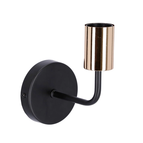 Kinkiet ścienny Spill czarny nowoczesny metalowy do salonu i sypialni z detalem złotym