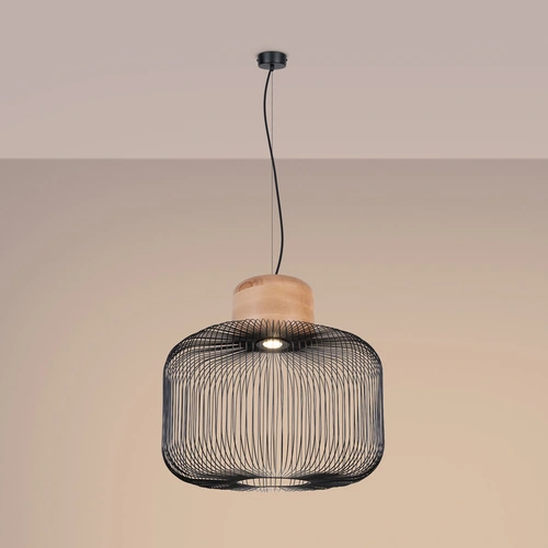 Lampa sufitowa GABBIA 55 czarna industrialna nad stół do salonu i jadalni