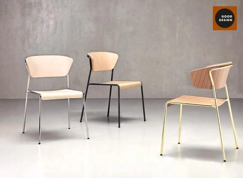 Fotel Lisa wood SCAB Design retro do jadalni złoty orzech nowoczesny fotel drewniany