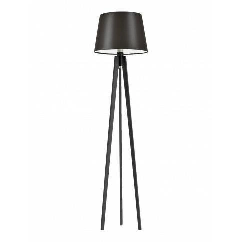 Lampa podłogowa drewniana Curacao brązowa z abażurem nowoczesna do salonu Lysne 158 cm