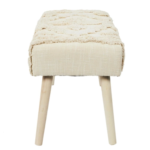 Ławka tapicerowana boho Bali Intesi kremowa drewniana do przedpokoju i sypialni 60 cm