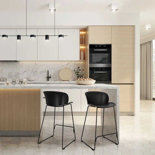 Hoker Vivia biały nowoczesny z oparciem 66 cm do kuchni i wyspy loftowy Intesi