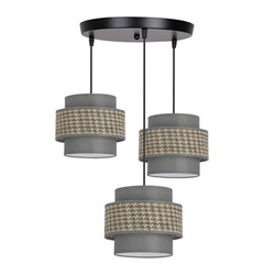 Lampa wisząca Luccia czarny talerz 3x40W E27 abażur beżowy+grafitowy