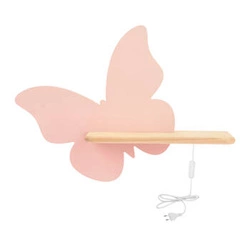 Kinkiet ścienny LED Butterfly różowy klasyczny do pokoju dziecięcego MDF drewno 40 cm