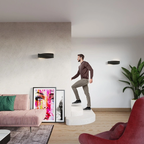 Kinkiet ścienny Sigma Sollux czarny nowoczesny do salonu i sypialni z ceramiki 42 cm