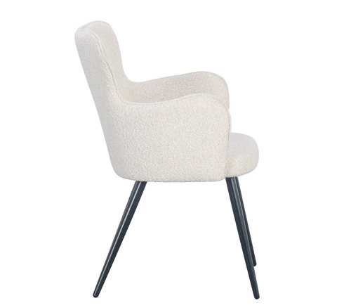 Krzesło do jadalni Cherson Intesi tapicerowane tkanina teddy bear białe z podłokietnikami nowoczesne