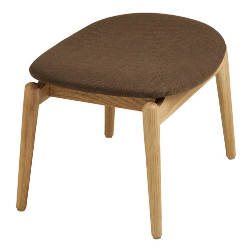 Podnóżek tapicerowany Olvera skandynawski do salonu dąb naturalny brązowy