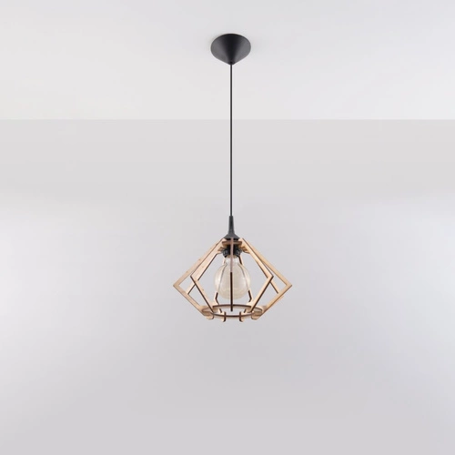 Lampa wisząca Pompelmo drewniana do salonu i kuchni nowoczesna naturalne drewno 90 cm