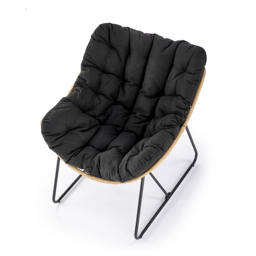 Fotel wypoczynkowy Vasari rattan na płozach boho do salonu czarno-naturalny technorattan