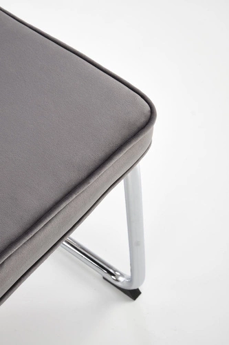 Krzesło tapicerowane welurowe Nelson Intesi szare na płozach do jadalni nowoczesne glamour