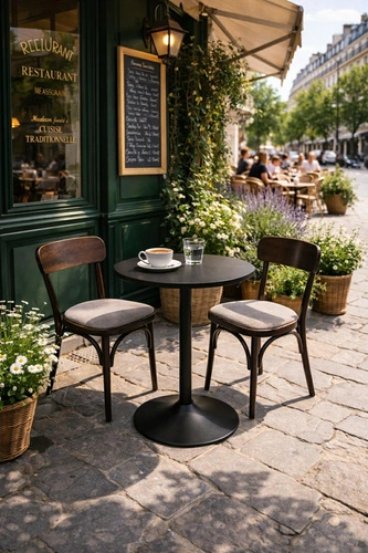 Stół okrągły Hvar 60 cm czarny nowoczesny do salonu i kawiarni