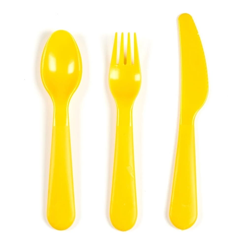 Intesi nowoczesny zestaw sztućców piknikowych z tworzywa na 4 osoby, 12 elementów, można myć w zmywarce