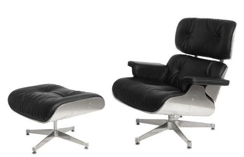 Fotel Vip z podnóżkiem czarny/ aluminium