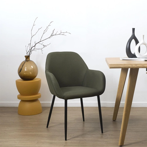 Krzesło tapicerowane Lavia zielone khaki do jadalni i salonu z podłokietnikami Intesi