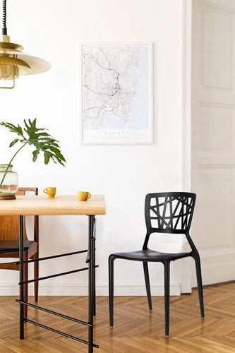 Krzesło Bush inspirowane Viento Chair czarne nowoczesne sztaplowane do ogrodu i sali bankietowej