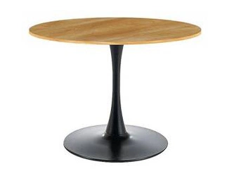 Stół okrągły do jadalni Amad 90 cm nowoczesny dąb z czarną nogą Intesi