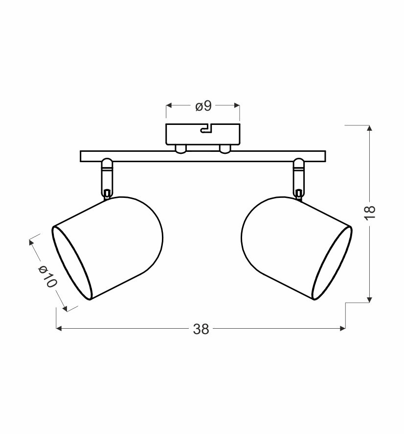 Lampa sufitowa Azuro listwa 2x40W E27 szary mat
