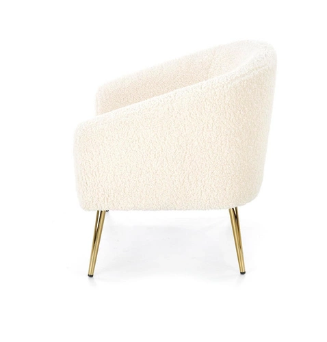 Fotel wypoczynkowy Eder kremowy welur do salonu nowoczesny z podłokietnikami Intesi