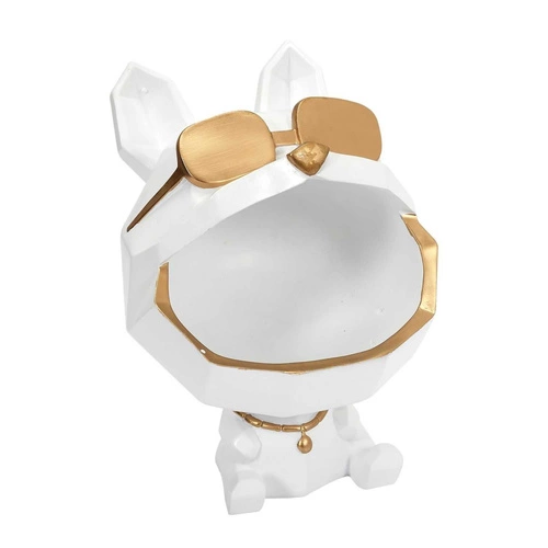 Organizer figurka pies biały glamour Intesi ceramiczny do salonu na biżuterię 23,5 cm