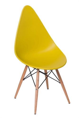 Krzesło Rush DSW żółte do jadalni i kuchni nowoczesne z tworzywa na drewnianych nogach Intesi