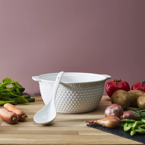 Ceramiczny zestaw do zup Intesi biały nowoczesny komplet obiadowy dla 6 osób do kuchni