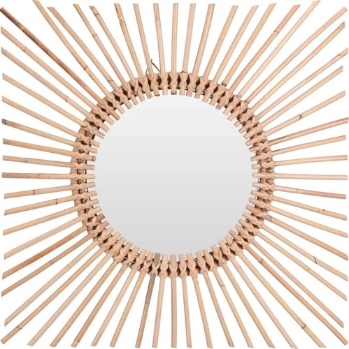 Lustro okrągłe boho Intesi Rise 60 cm do przedpokoju w drewnianej ramie naturalnej