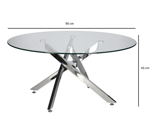 Stolik kawowy Amber 90 cm okrągły szklany chrom nowoczesny glamour do salonu Intesi