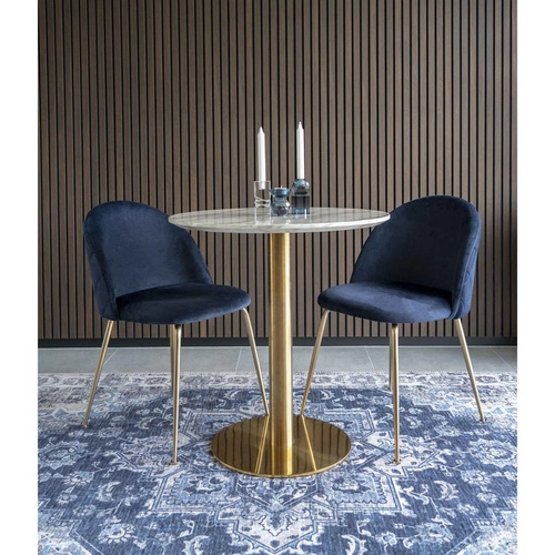 Stół okrągły Bolzano biały marmur złoty nowoczesny glamour do jadalni i salonu 70 cm