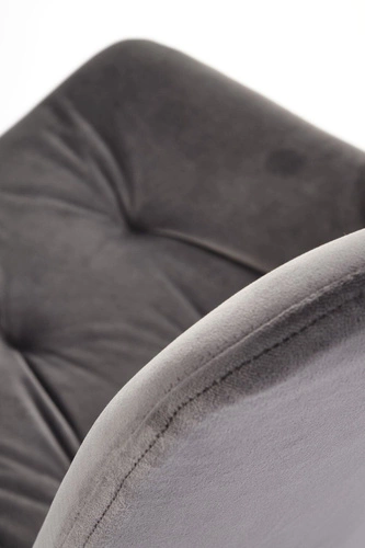 Krzesło tapicerowane welurowe Veroniq szare obrotowe nowoczesne do jadalni i salonu Intesi