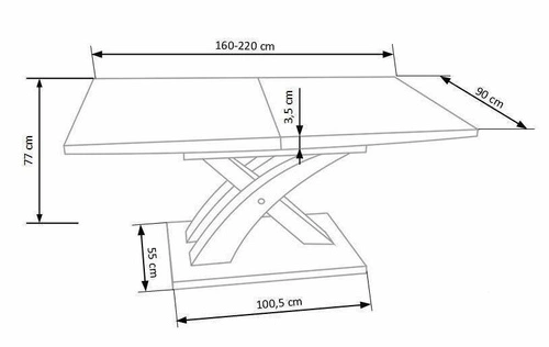 Stół rozkładany do jadalni Doran czarny nowoczesny szklany blat 160-220 cm Intesi